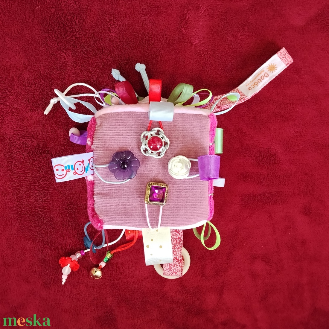 Baba kocka, rózsaszín, virág - baba - mama - baba játékok - babakocka - Meska.hu