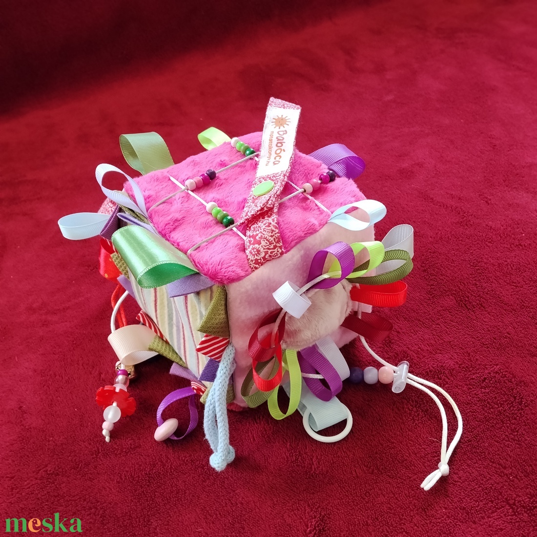 Baba kocka, rózsaszín, virág - baba - mama - baba játékok - babakocka - Meska.hu