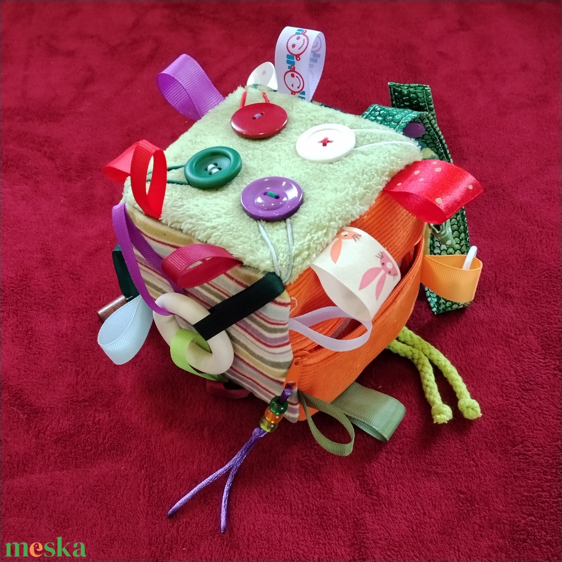 Baba kocka, zöld-gomb csapda - baba - mama - baba játékok - babakocka - Meska.hu