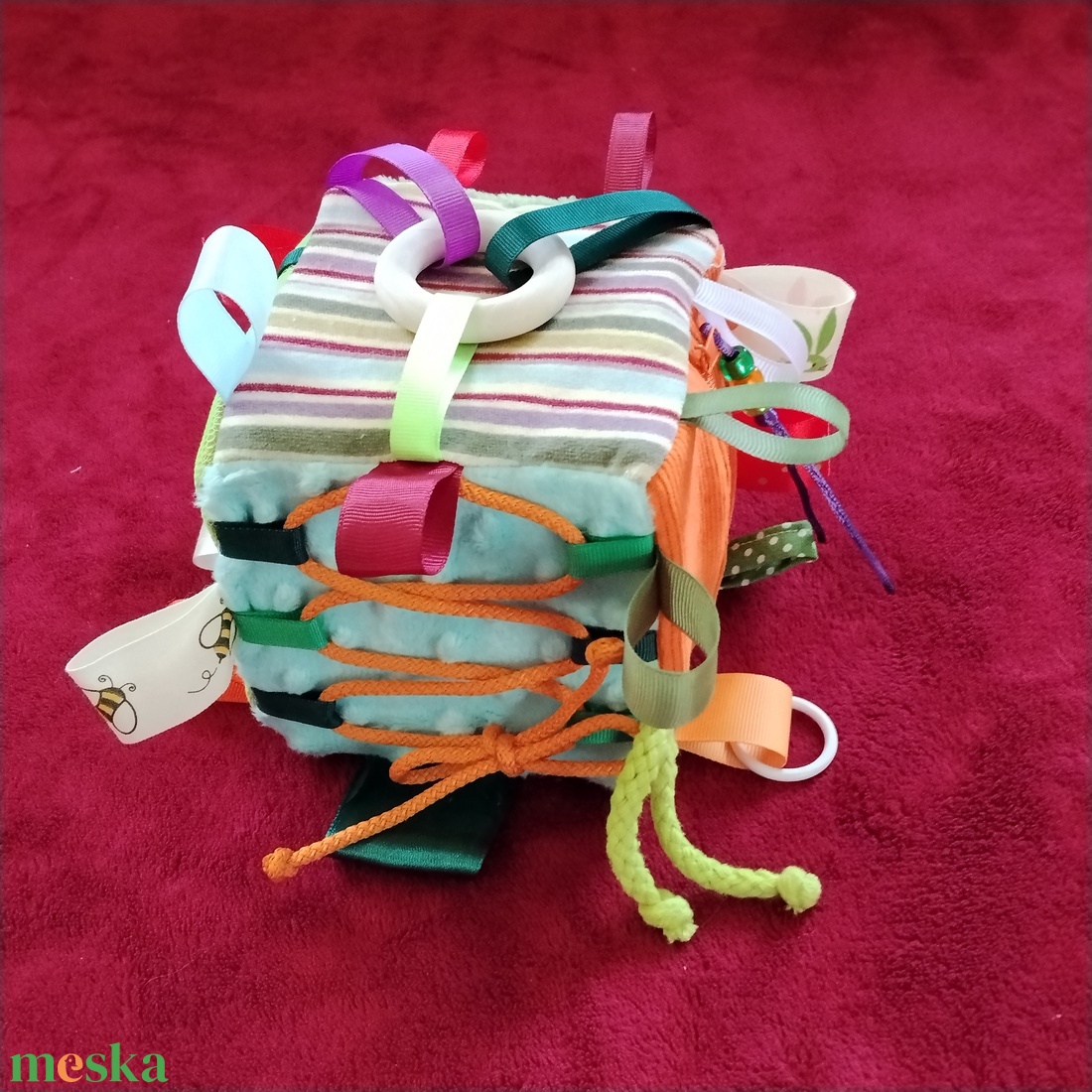 Baba kocka, zöld-gomb csapda - baba - mama - baba játékok - babakocka - Meska.hu