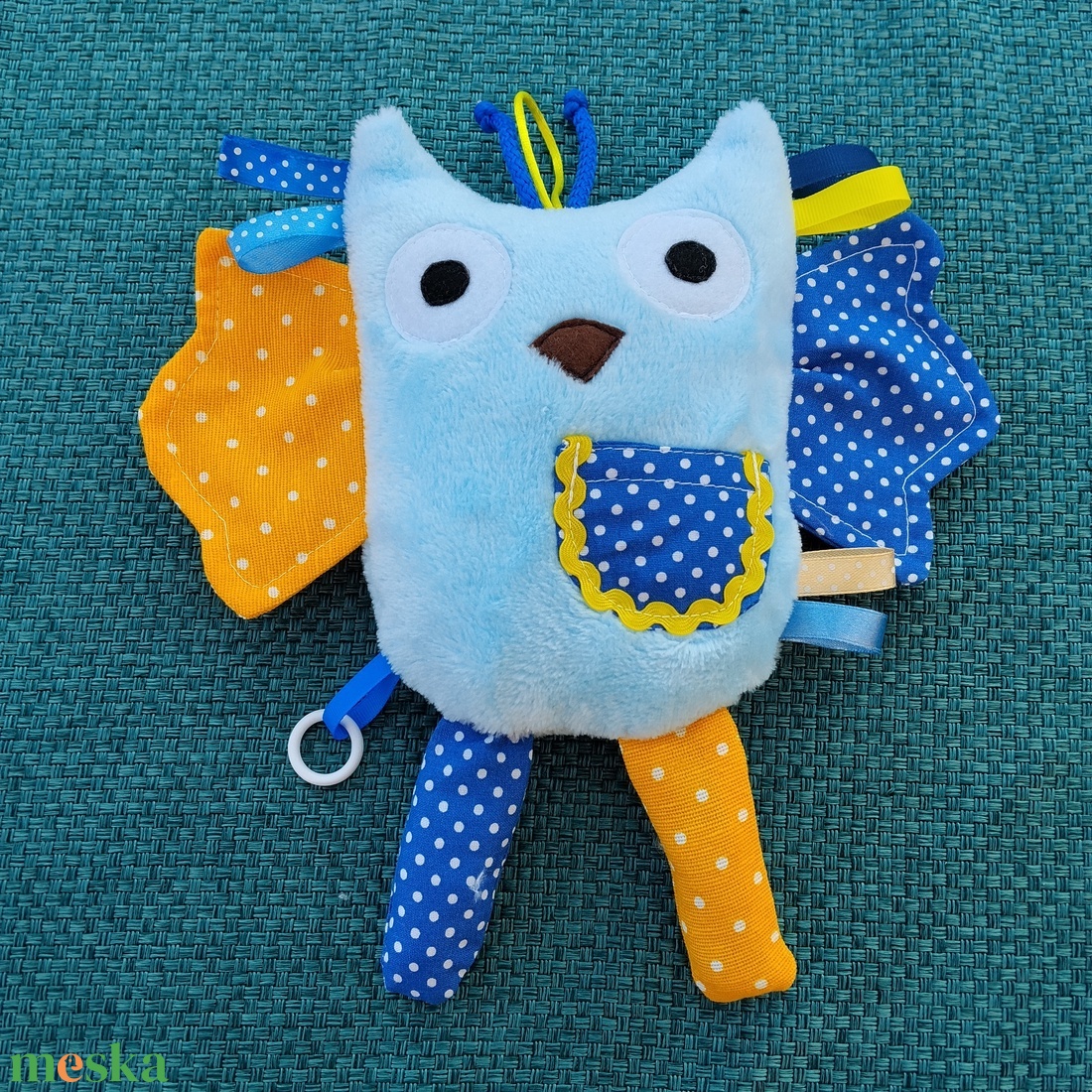 Játszó pajti, bagoly-sárga pöttyös - baba - mama - baba játékok - szundikendő, alvóka - Meska.hu