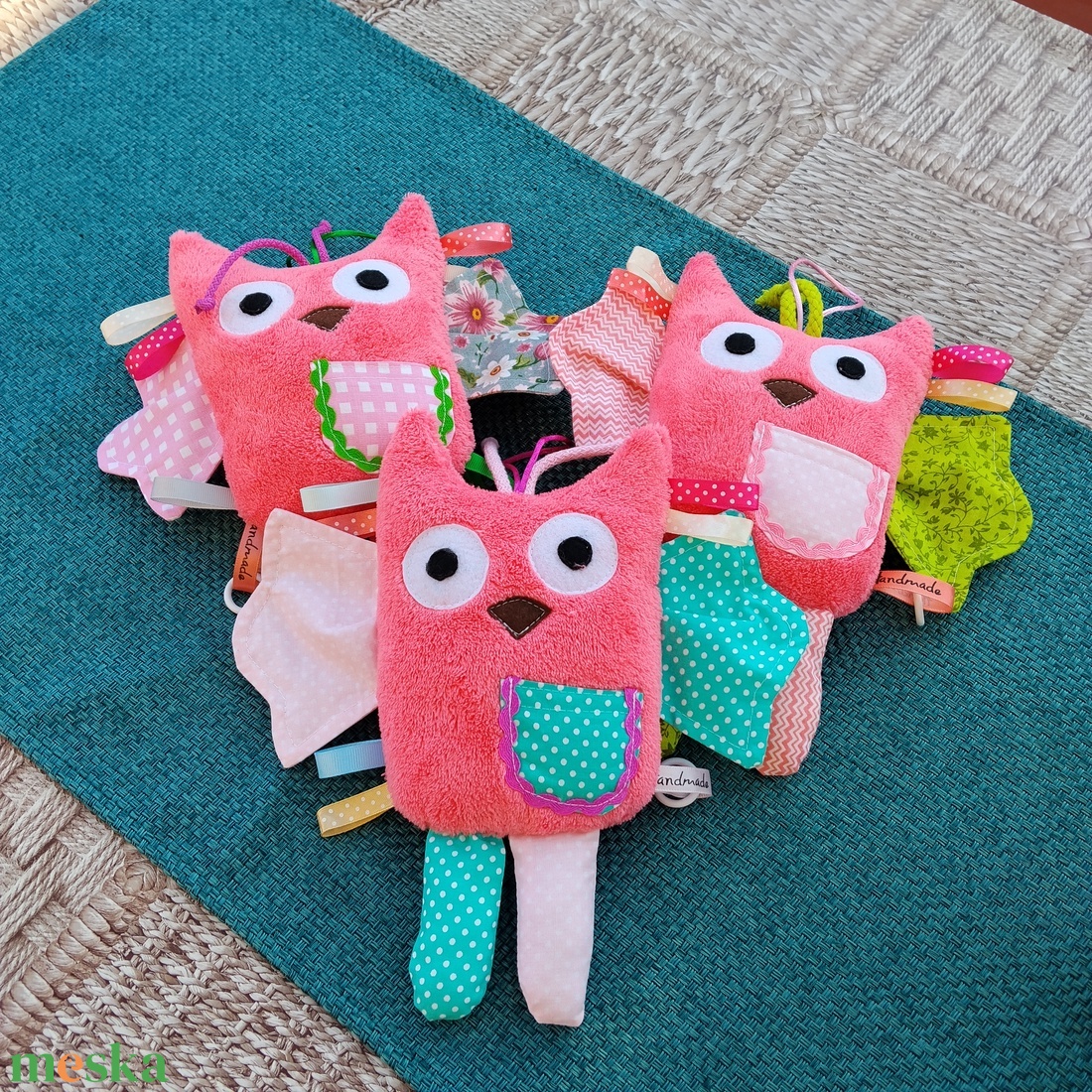 Játszó pajti, bagoly, rózsaszín-virágos - baba - mama - baba játékok - szundikendő, alvóka - Meska.hu