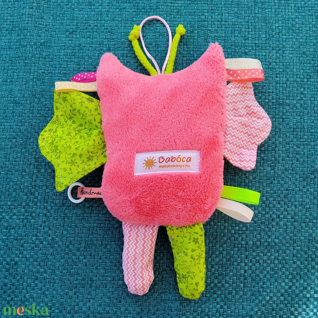 Játszó pajti, bagoly, rózsaszín-zöld - baba - mama - baba játékok - szundikendő, alvóka - Meska.hu