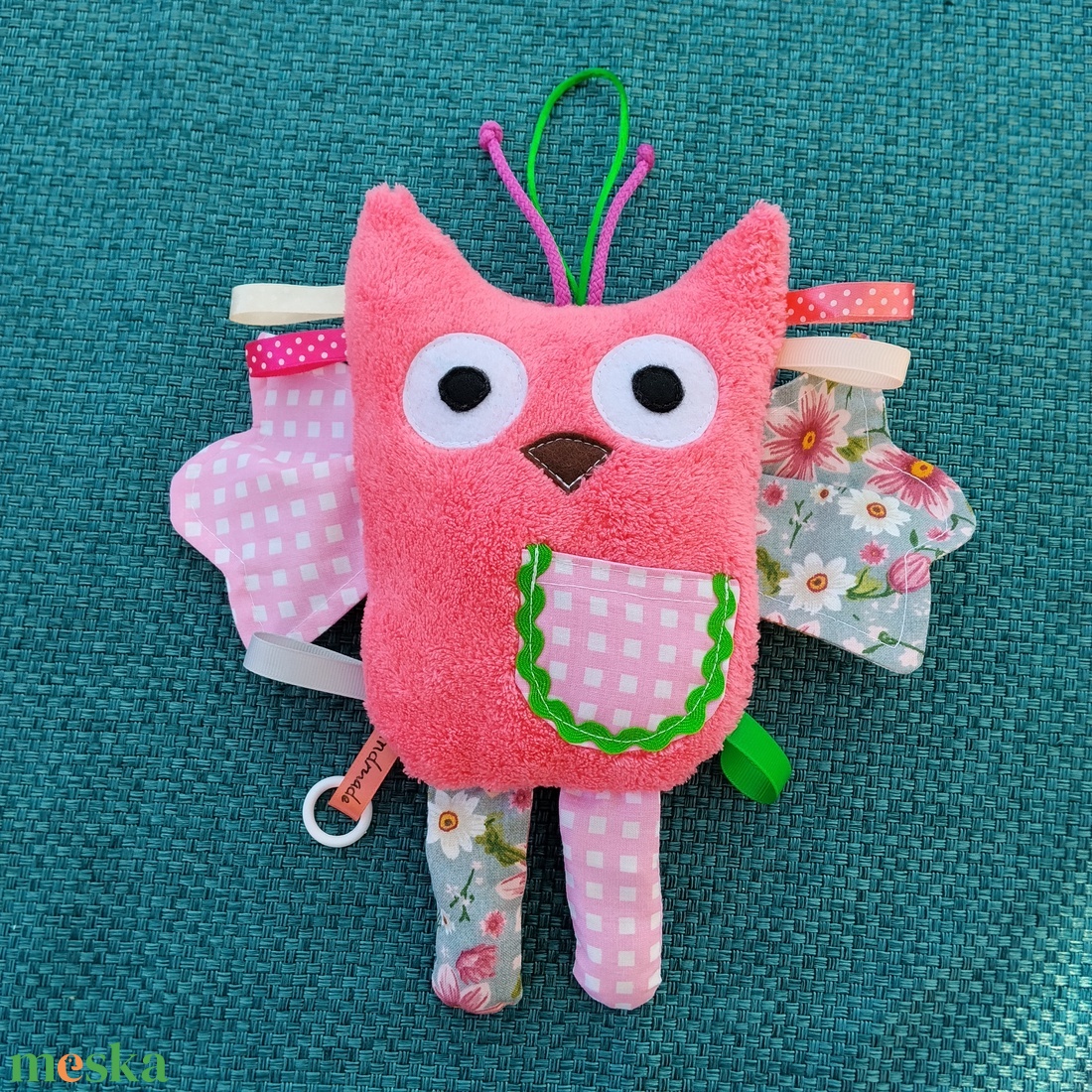 Játszó pajti, bagoly, rózsaszín-virágos - baba - mama - baba játékok - szundikendő, alvóka - Meska.hu