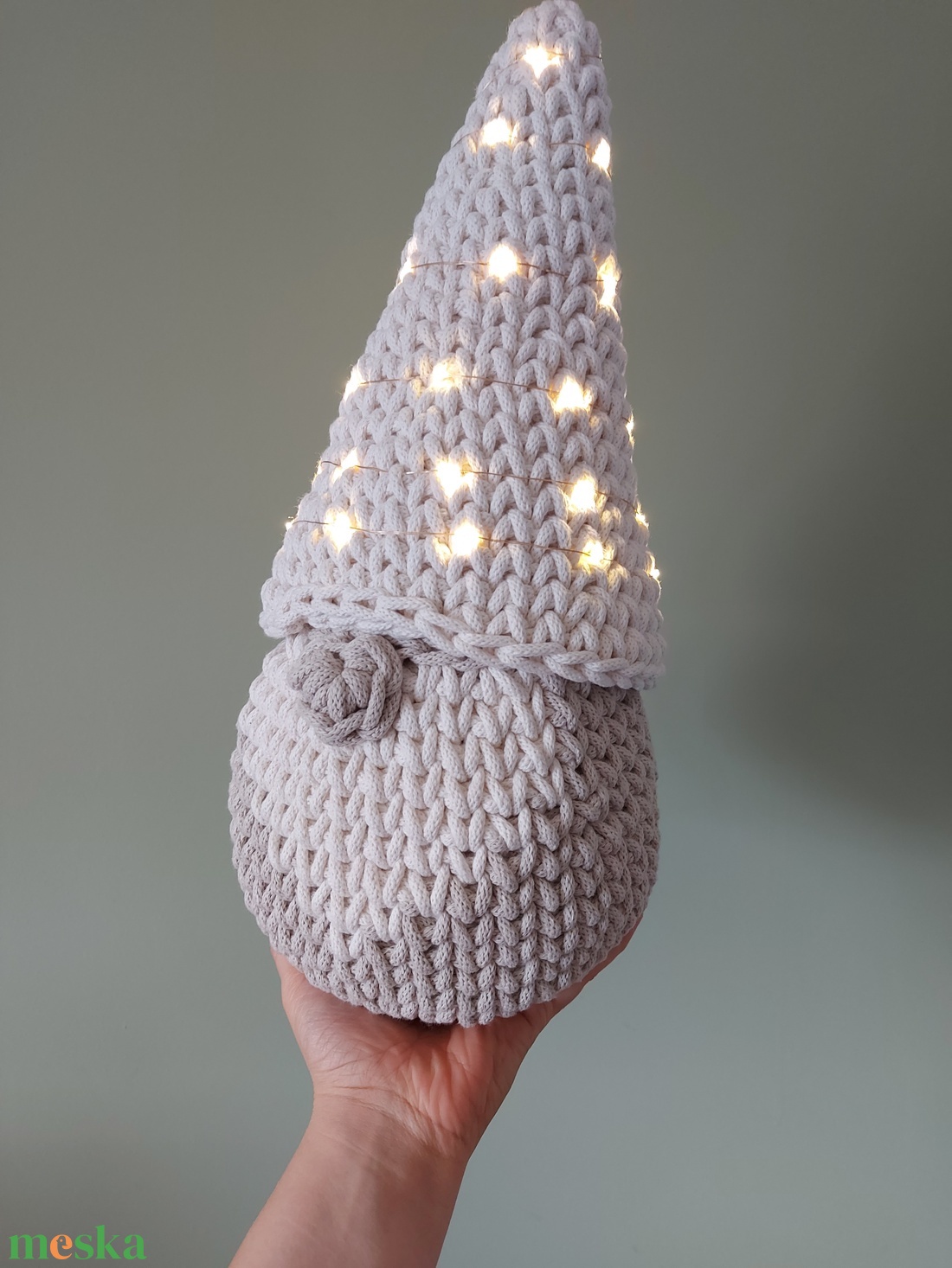 Világító Horgolt Manó tároló - otthon & életmód - tárolás & rendszerezés - tárolókosár - Meska.hu