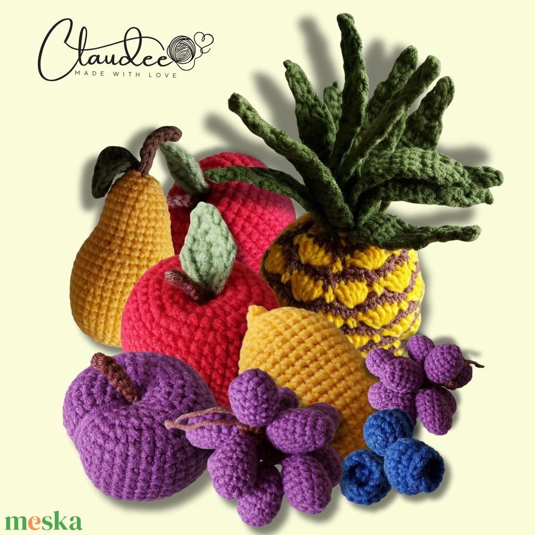 Horgolt őszi gyümölcskosár - játék & sport - plüssállat & játékfigura - plüss zöldség, gyümölcs - Meska.hu