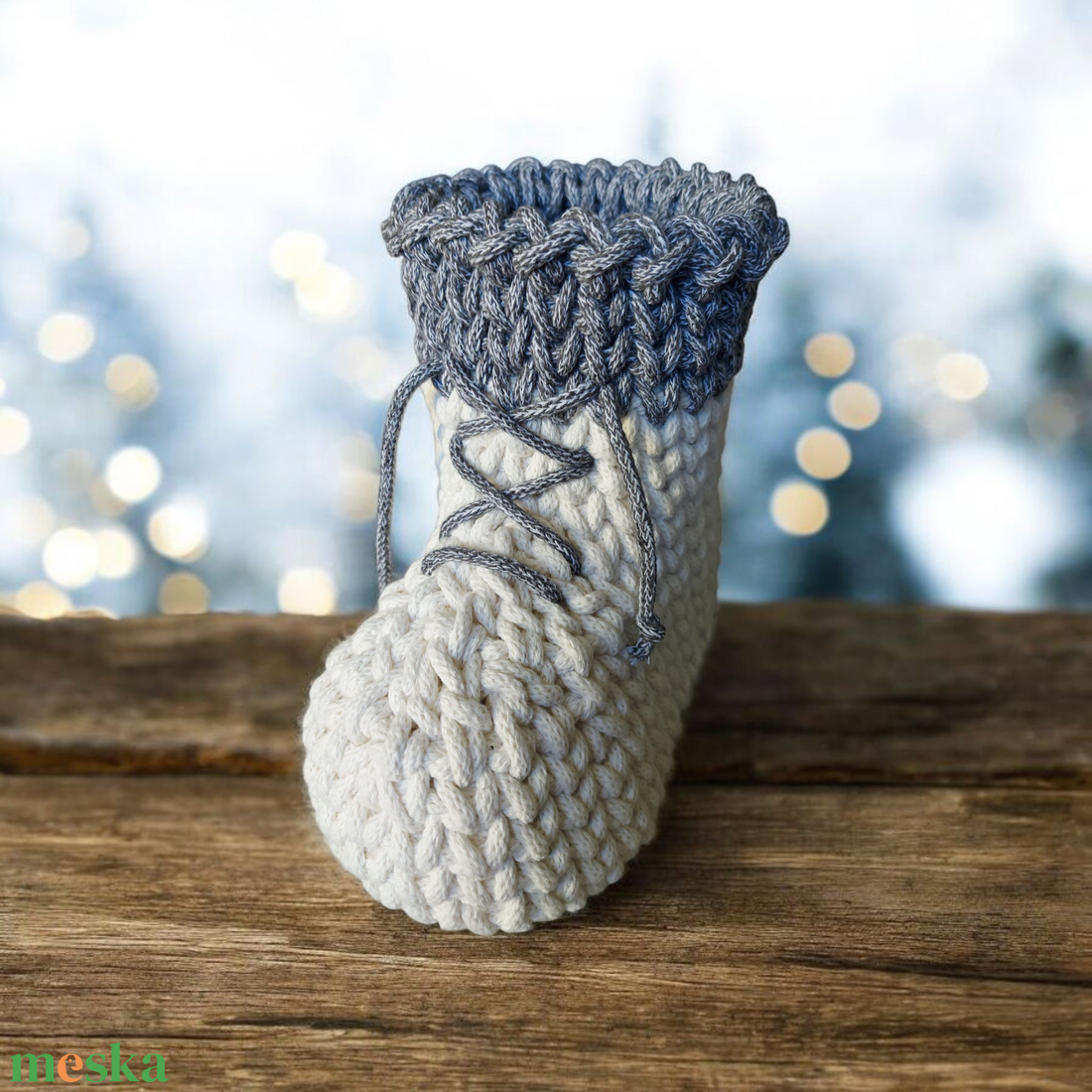 Ünnepi horgolt tároló - Csizma - otthon & életmód - babaszoba, gyerekszoba - játéktároló - Meska.hu