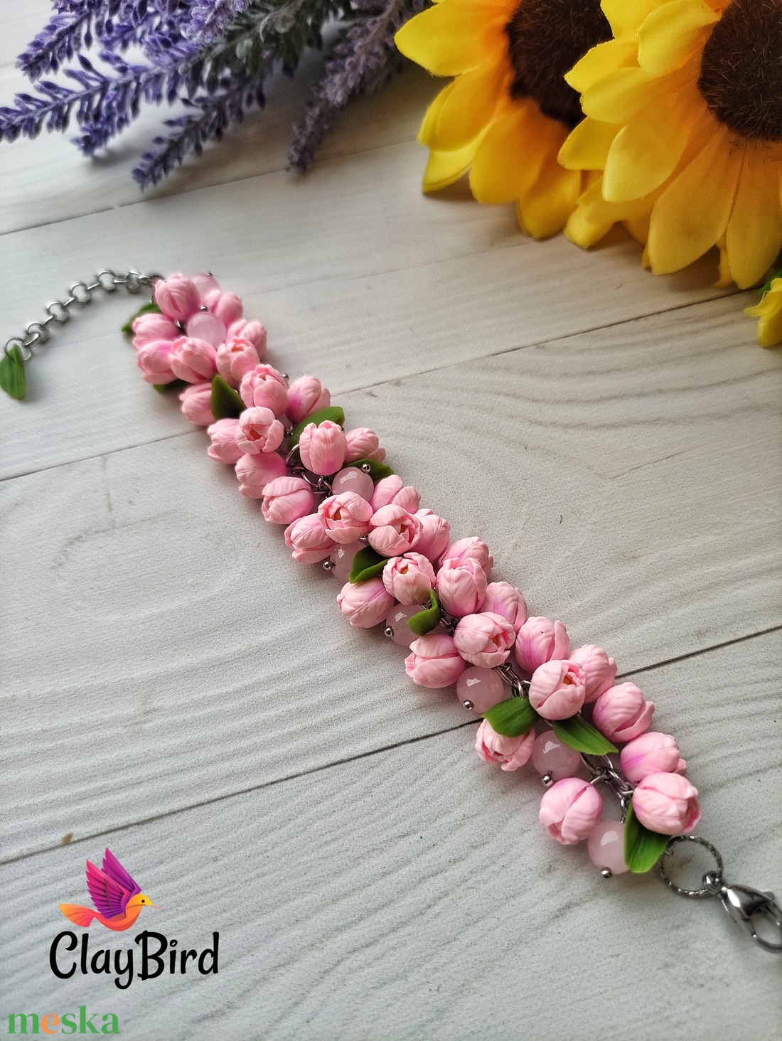 Rózsaszín tulipnos karkötő - ékszer - karkötő - charm karkötő - Meska.hu Rózsaszín tulipnos karkötő - ékszer - karkötő - charm karkötő - Meska.hu