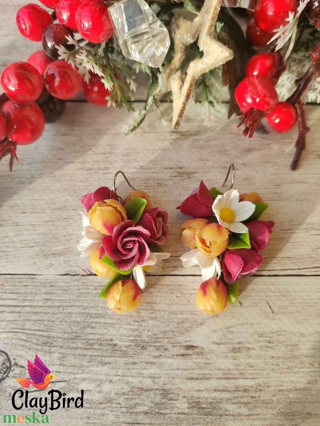 Vegyes vir�gos fülbevaló - ékszer - fülbevaló - lógó fülbevaló - Meska.hu