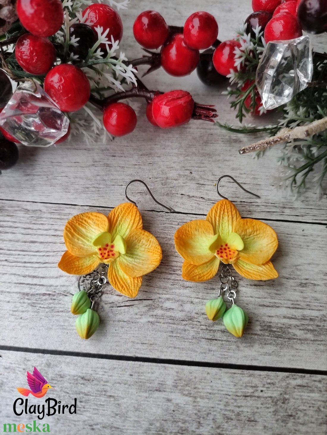 Orchidea fülbevaló - ékszer - fülbevaló - lógó fülbevaló - Meska.hu