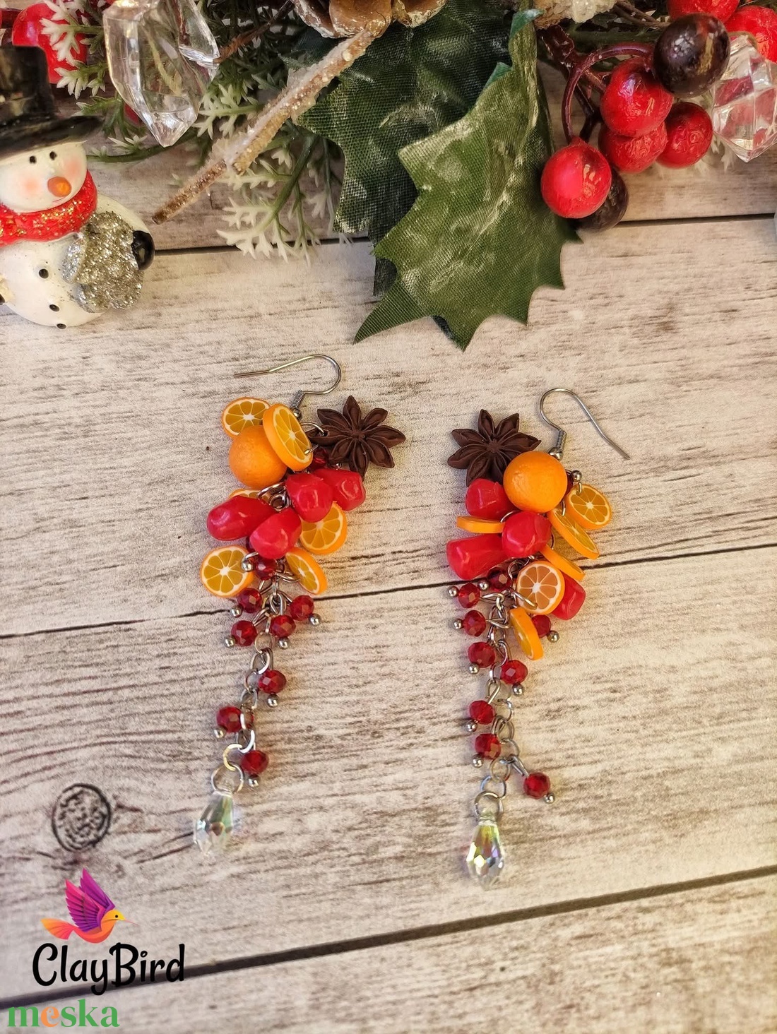 Karácsonyi fülbevaló - ékszer - fülbevaló - lógó fülbevaló - Meska.hu