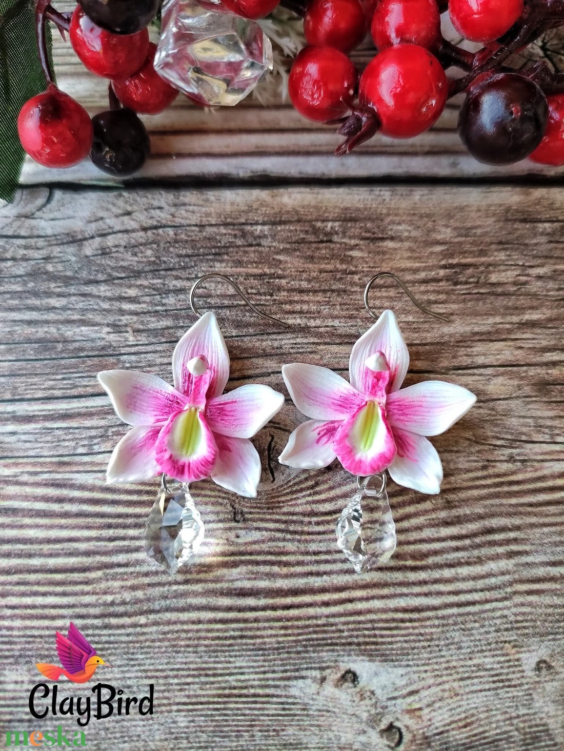 Orchides Fülbevaló - ékszer - fülbevaló - lógó fülbevaló - Meska.hu