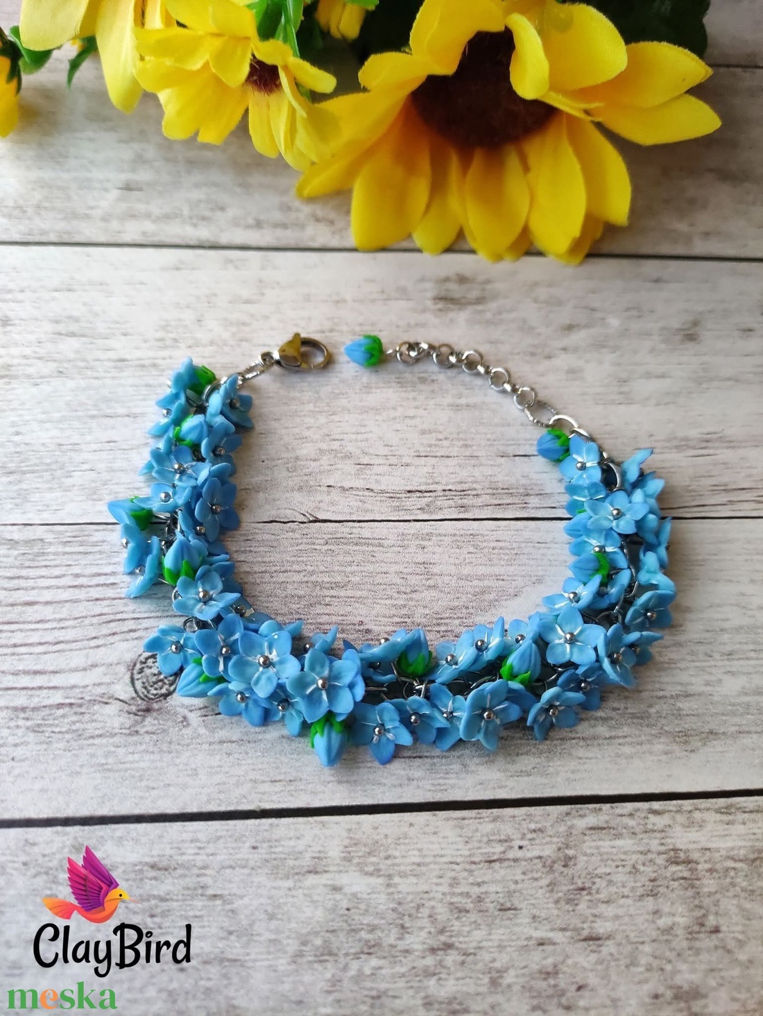 Nefelejcs karkötő - ékszer - karkötő - charm karkötő - Meska.hu