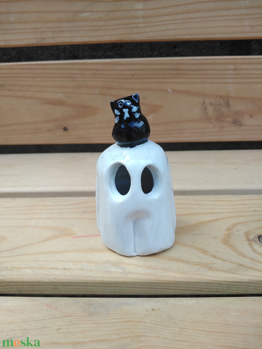 Szellem cicával - otthon & életmód - dekoráció - halloween - halloweeni asztaldísz - Meska.hu Szellem cicával - otthon & életmód - dekoráció - halloween - halloweeni asztaldísz - Meska.hu