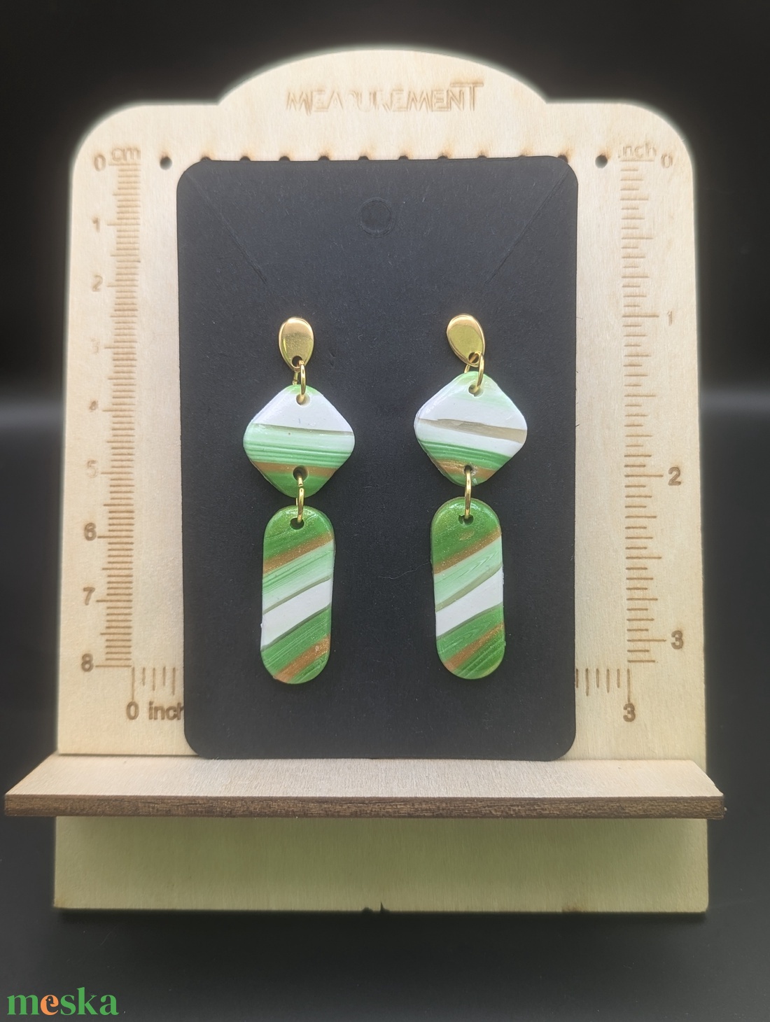 Kézműves fülbevaló polimer gyurmából (polymer clay) - két részes - 031 - ékszer - fülbevaló - lógó fülbevaló - Meska.hu