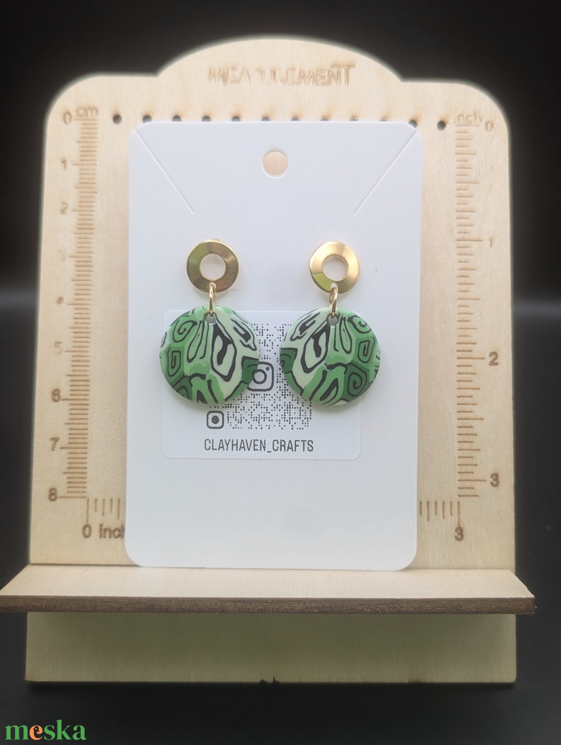 Kézműves fülbevaló polimer gyurmából (polymer clay) - kerek - 039 - ékszer - fülbevaló - lógó fülbevaló - Meska.hu