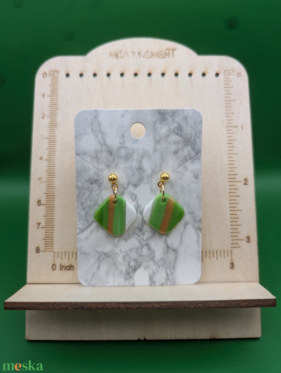 Kézműves fülbevaló polimer gyurmából (polymer clay) - kicsi, négyszögletes - 003 - ékszer - fülbevaló - lógó fülbevaló - Meska.hu