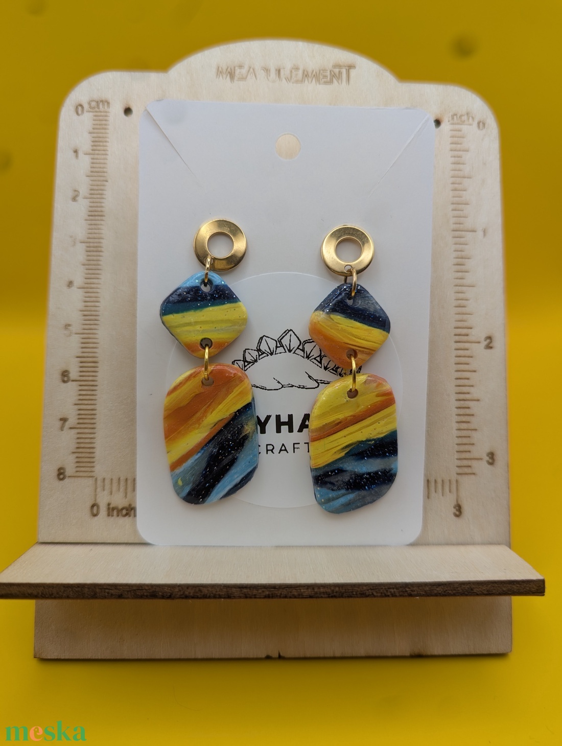 Kézműves fülbevaló polimer gyurmából (polymer clay) - két részes - 010 - ékszer - fülbevaló - lógó fülbevaló - Meska.hu