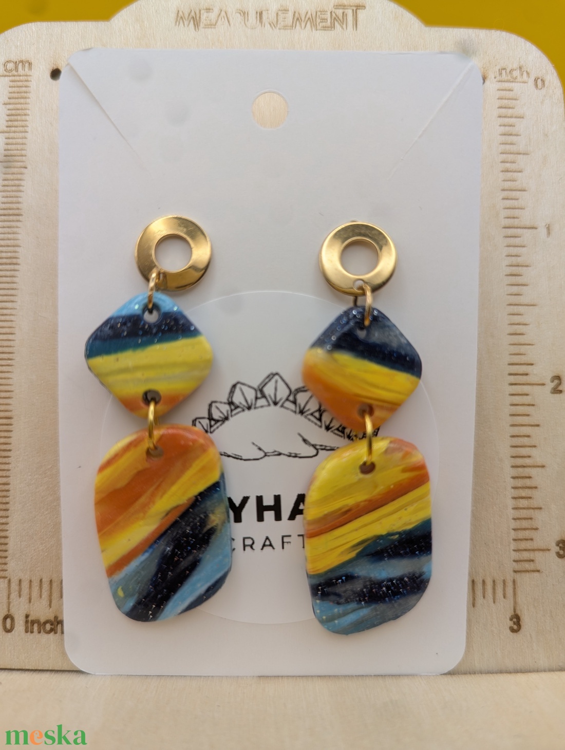 Kézműves fülbevaló polimer gyurmából (polymer clay) - két részes - 010 - ékszer - fülbevaló - lógó fülbevaló - Meska.hu