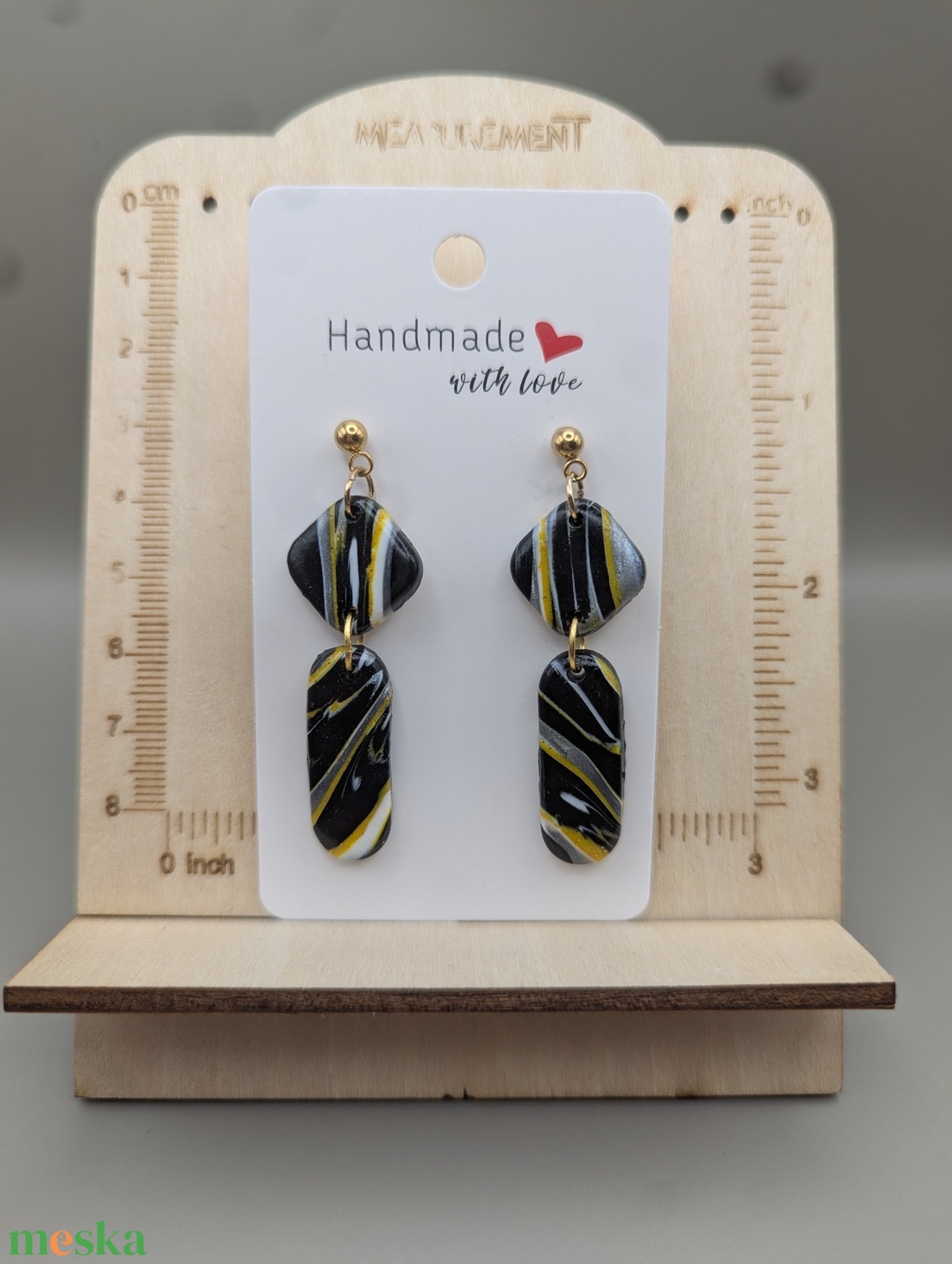 Kézműves fülbevaló polimer gyurmából (polymer clay) - két részes - 011 - ékszer - fülbevaló - lógó fülbevaló - Meska.hu