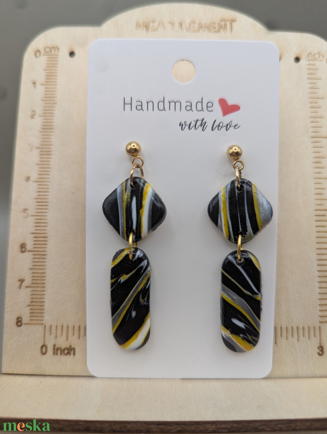 Kézműves fülbevaló polimer gyurmából (polymer clay) - két részes - 011 - ékszer - fülbevaló - lógó fülbevaló - Meska.hu