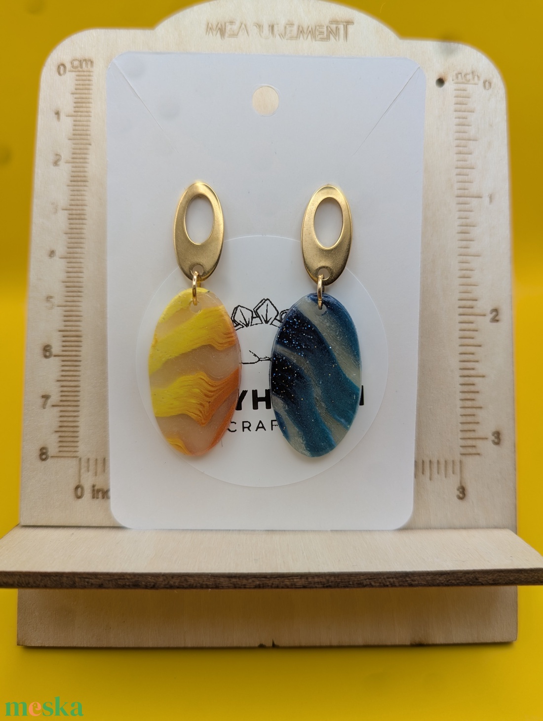 Kézműves fülbevaló polimer gyurmából (polymer clay) - ovális - 012 - ékszer - fülbevaló - lógó fülbevaló - Meska.hu