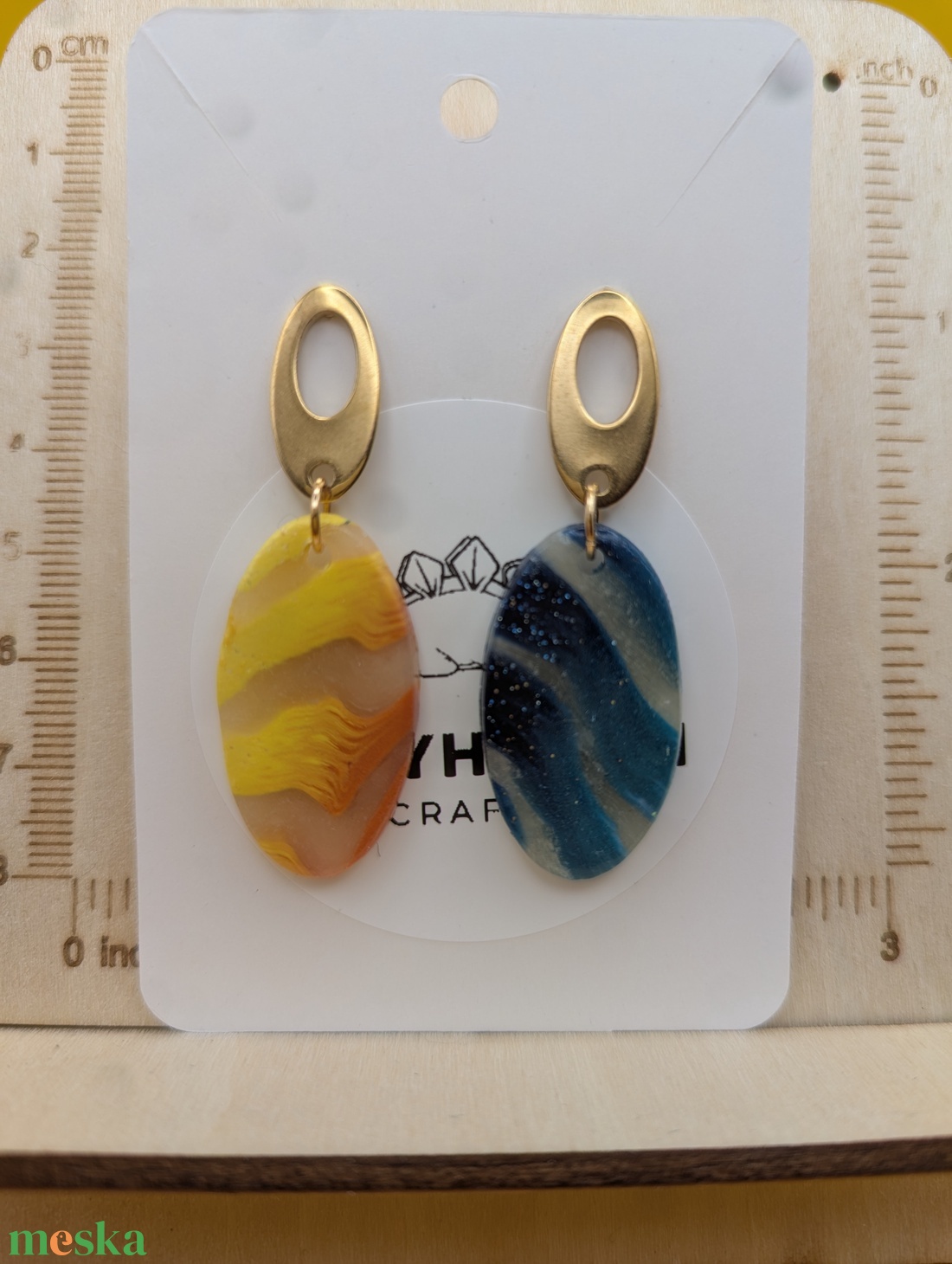 Kézműves fülbevaló polimer gyurmából (polymer clay) - ovális - 012 - ékszer - fülbevaló - lógó fülbevaló - Meska.hu