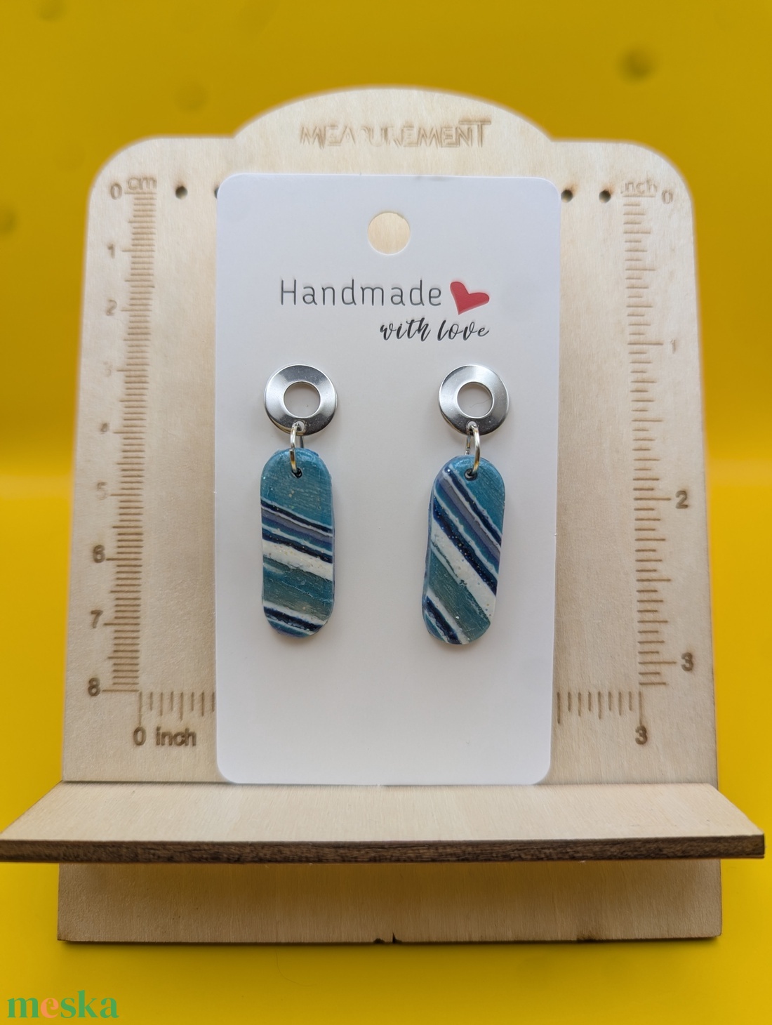 Kézműves fülbevaló polimer gyurmából (polymer clay) - hosszúkás - 014 - ékszer - fülbevaló - lógó fülbevaló - Meska.hu