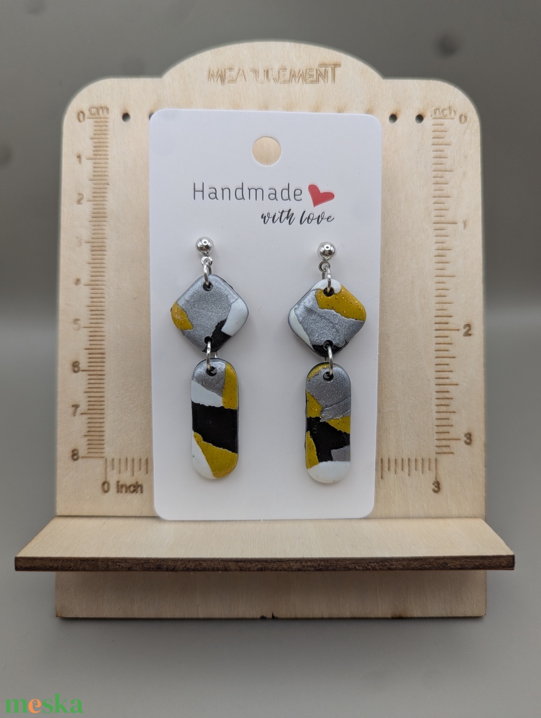 Kézműves fülbevaló polimer gyurmából (polymer clay) - hosszúkás - 015 - ékszer - fülbevaló - lógó fülbevaló - Meska.hu