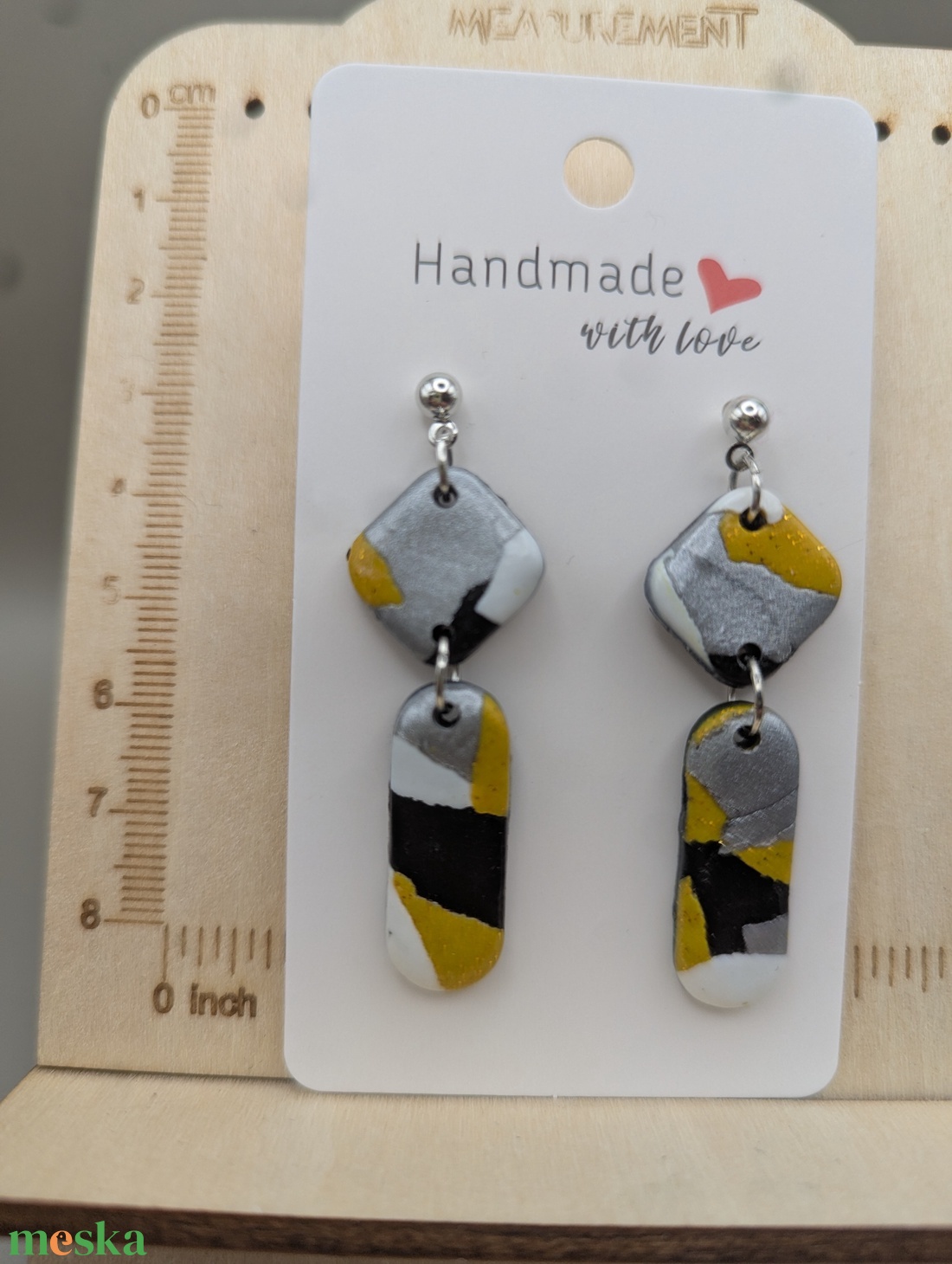 Kézműves fülbevaló polimer gyurmából (polymer clay) - hosszúkás - 015 - ékszer - fülbevaló - lógó fülbevaló - Meska.hu