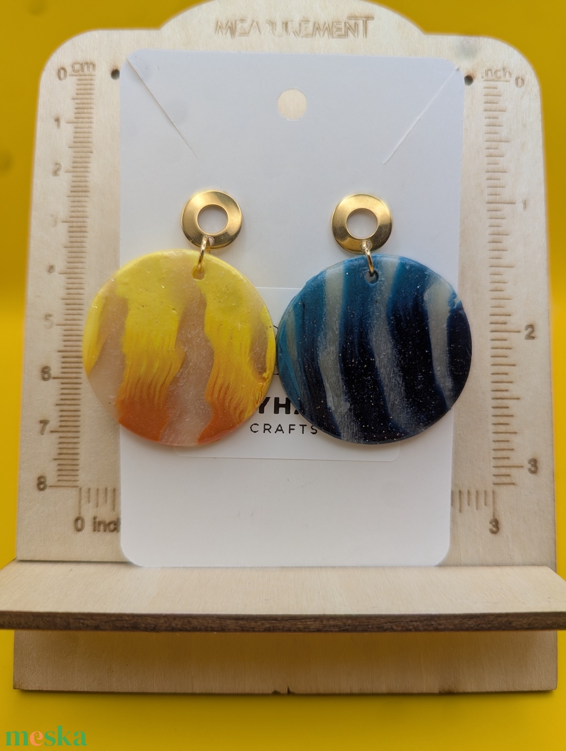 Kézműves fülbevaló polimer gyurmából (polymer clay) - nagy, kerek - 017 - ékszer - fülbevaló - lógó fülbevaló - Meska.hu