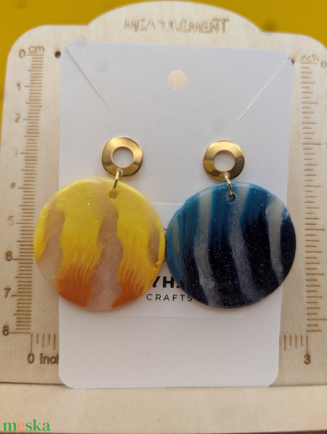 Kézműves fülbevaló polimer gyurmából (polymer clay) - nagy, kerek - 017 - ékszer - fülbevaló - lógó fülbevaló - Meska.hu