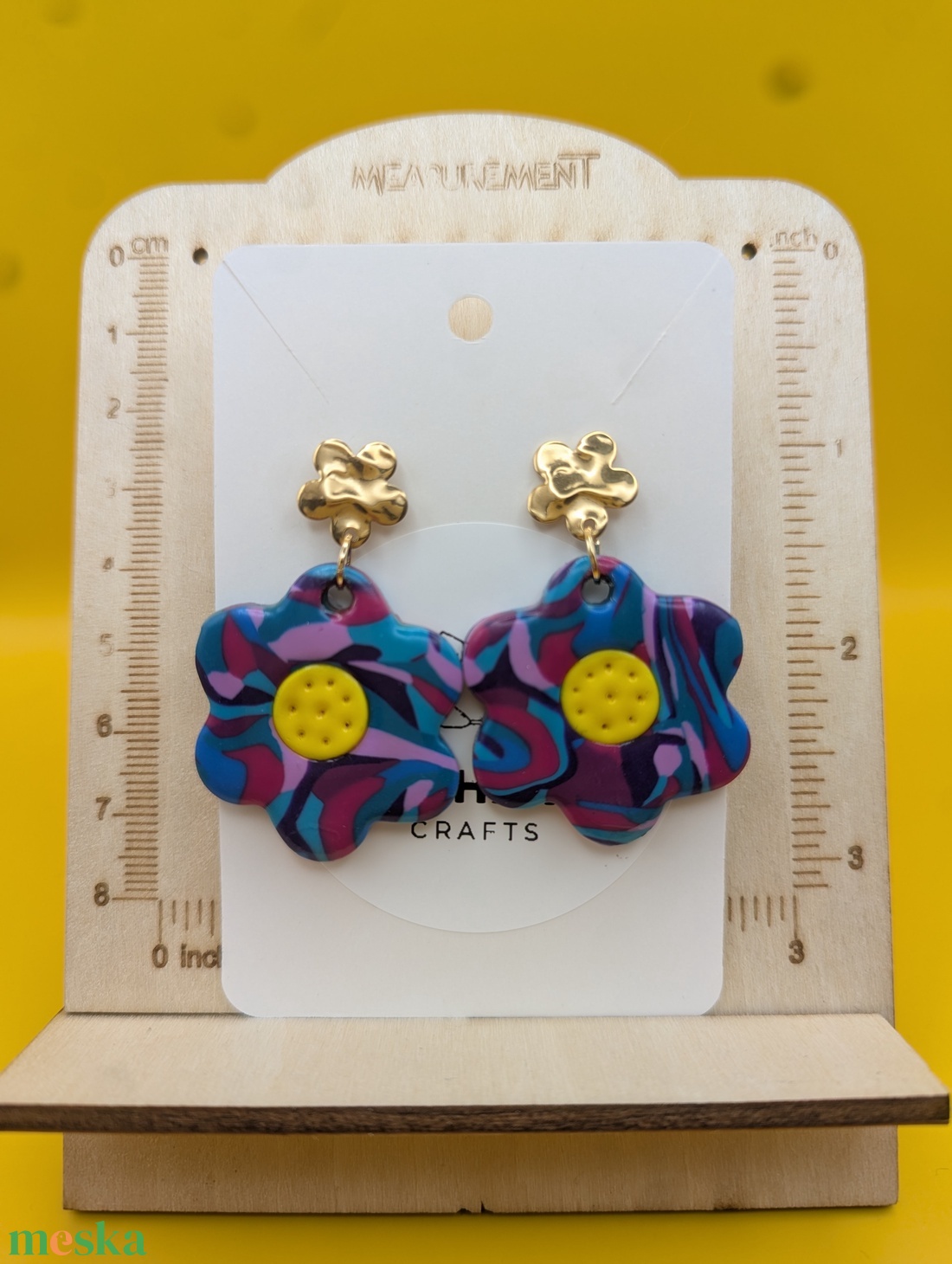 Kézműves fülbevaló polimer gyurmából (polymer clay) - virág - 019 - ékszer - fülbevaló - lógó fülbevaló - Meska.hu