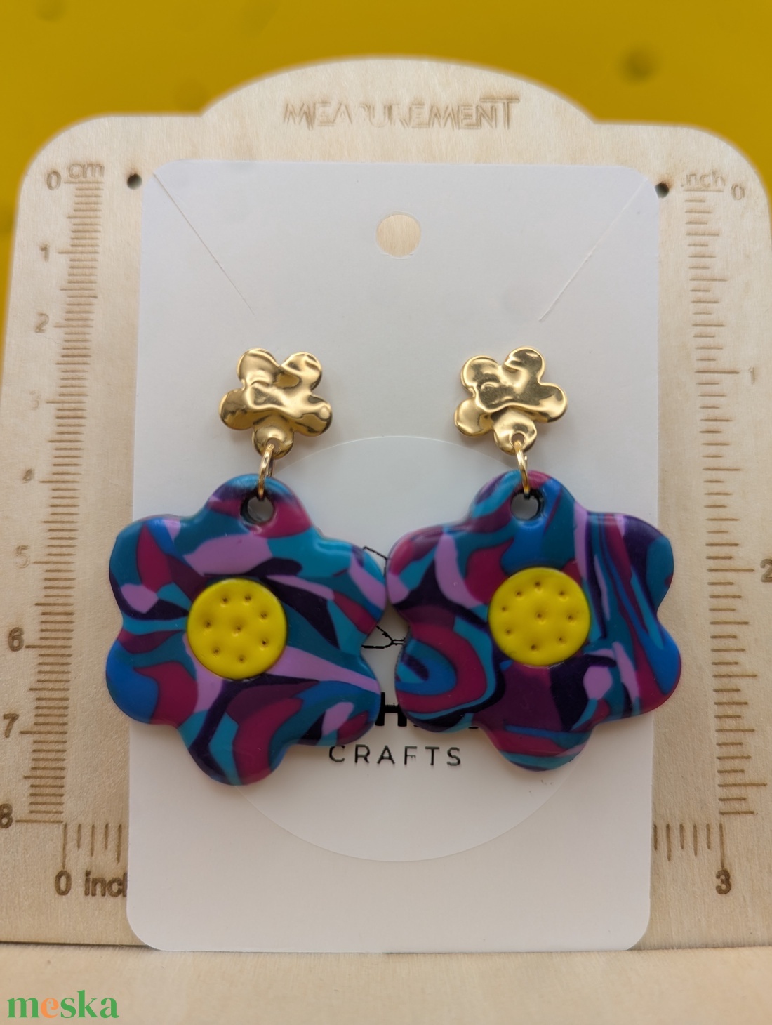 Kézműves fülbevaló polimer gyurmából (polymer clay) - virág - 019 - ékszer - fülbevaló - lógó fülbevaló - Meska.hu