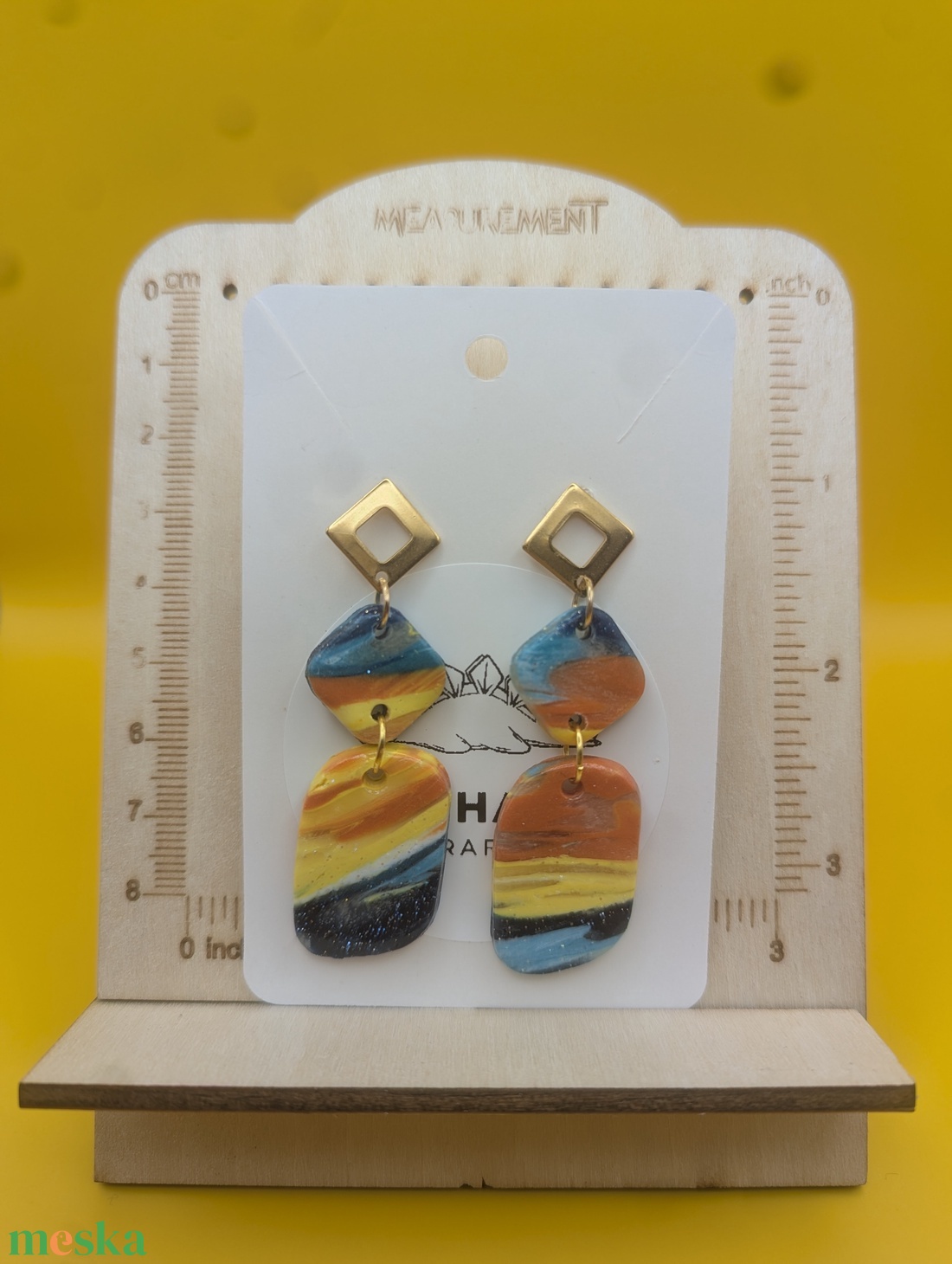 Kézműves fülbevaló polimer gyurmából (polymer clay) - két részes, nagy - 021 - ékszer - fülbevaló - lógó fülbevaló - Meska.hu