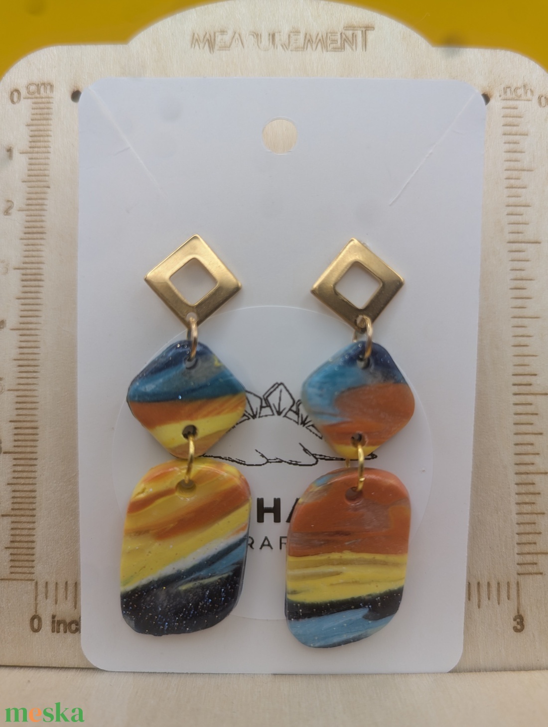 Kézműves fülbevaló polimer gyurmából (polymer clay) - két részes, nagy - 021 - ékszer - fülbevaló - lógó fülbevaló - Meska.hu