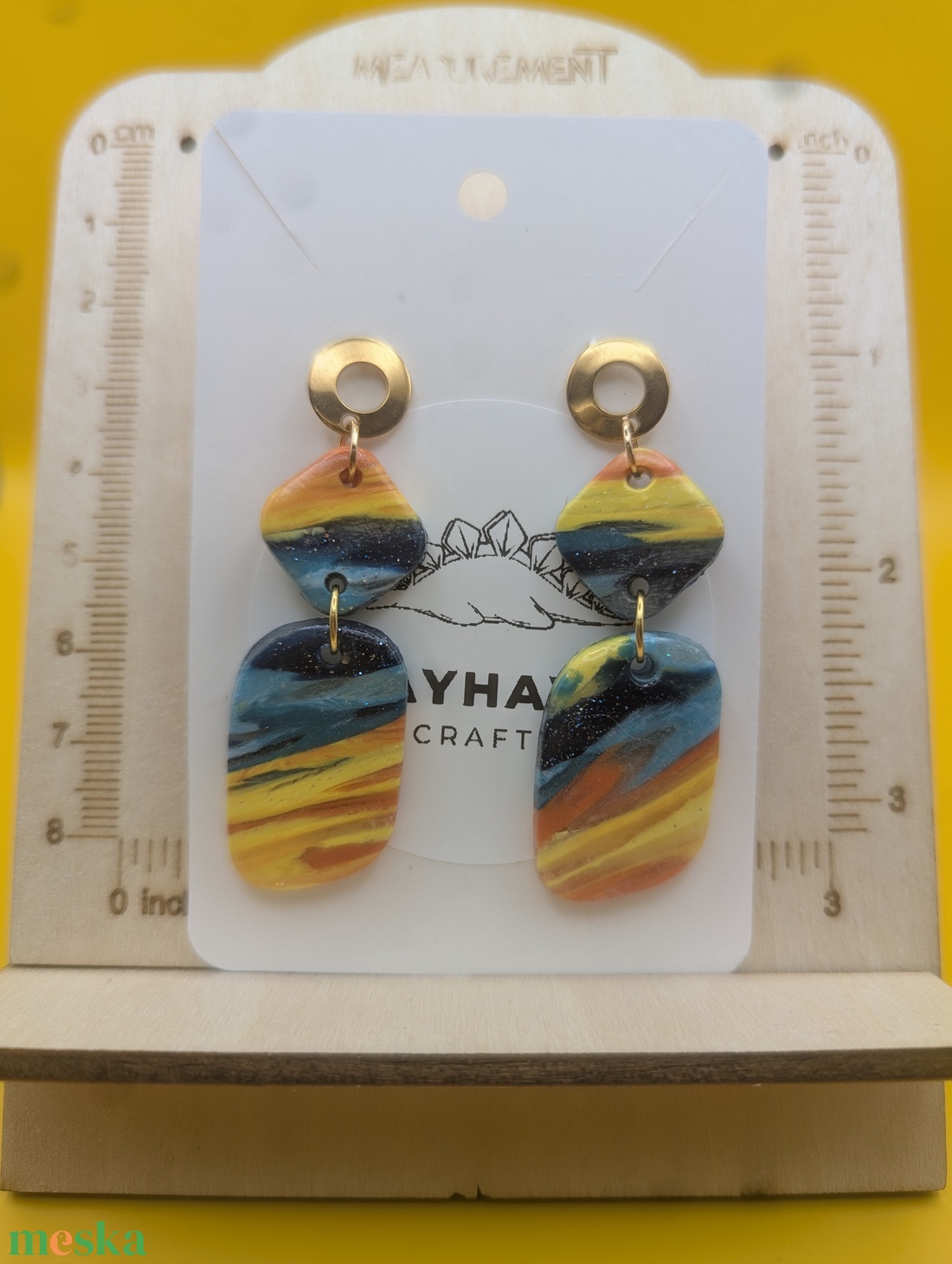 Kézműves fülbevaló polimer gyurmából (polymer clay) - két részes, nagy - 022 - ékszer - fülbevaló - lógó fülbevaló - Meska.hu