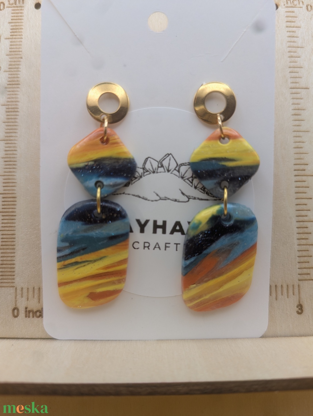 Kézműves fülbevaló polimer gyurmából (polymer clay) - két részes, nagy - 022 - ékszer - fülbevaló - lógó fülbevaló - Meska.hu