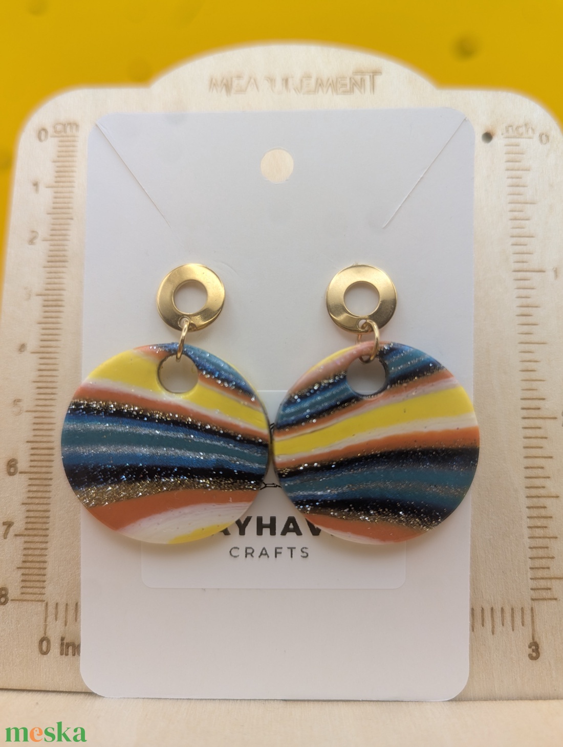 Kézműves fülbevaló polimer gyurmából (polymer clay) - nagy, kerek - 024 - ékszer - fülbevaló - lógó fülbevaló - Meska.hu