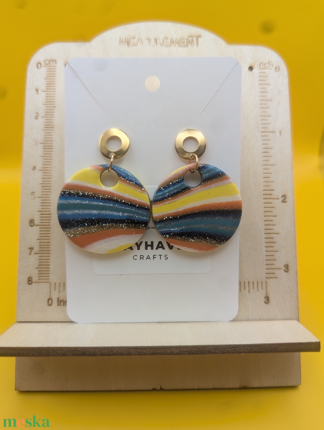 Kézműves fülbevaló polimer gyurmából (polymer clay) - nagy, kerek - 024 - ékszer - fülbevaló - lógó fülbevaló - Meska.hu