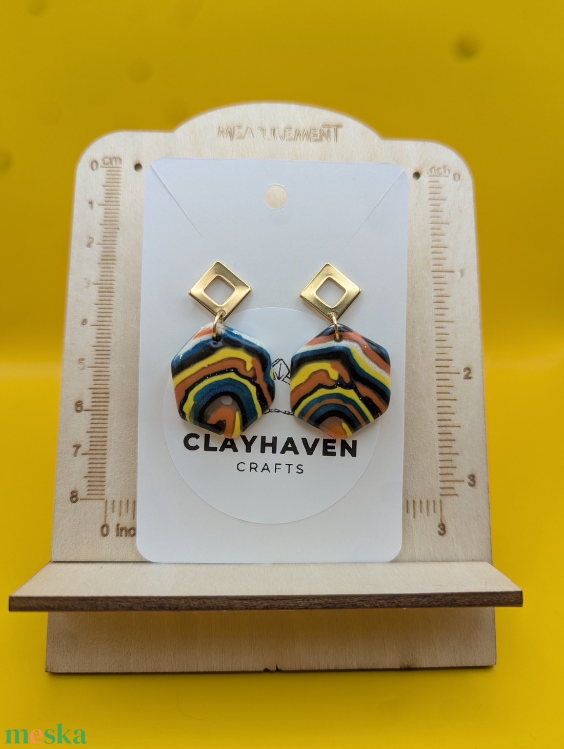 Kézműves fülbevaló polimer gyurmából (polymer clay) - hatszüg - 027 - ékszer - fülbevaló - lógó fülbevaló - Meska.hu