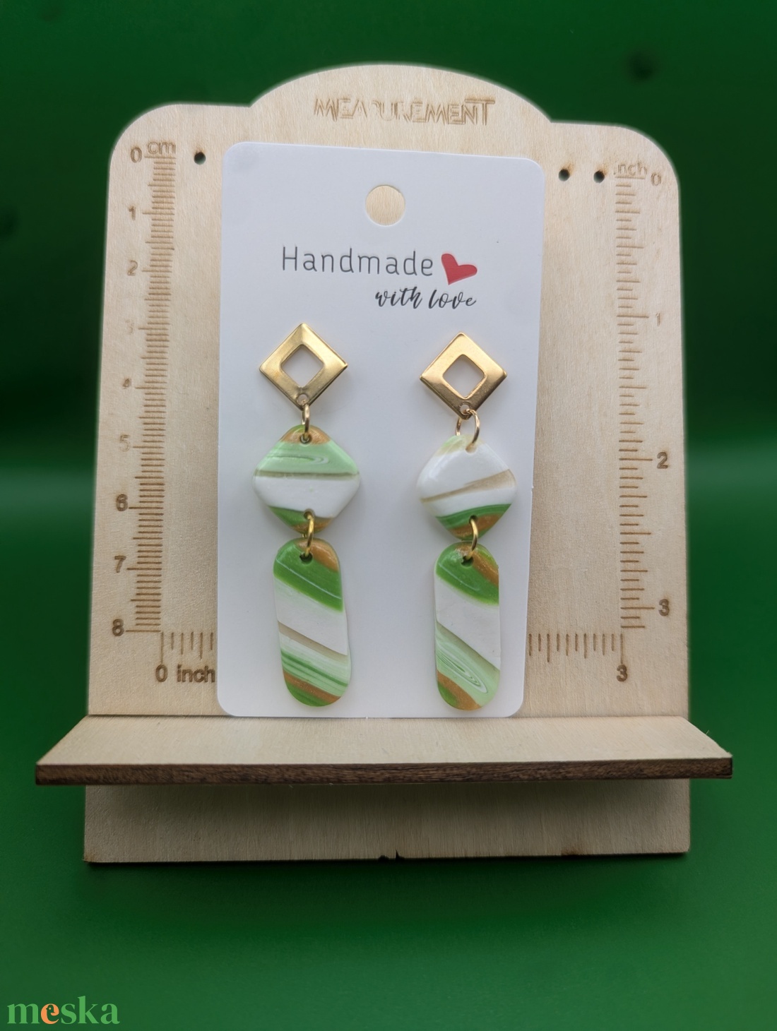 Kézműves fülbevaló polimer gyurmából (polymer clay) - két részes - 030 - ékszer - fülbevaló - lógó fülbevaló - Meska.hu