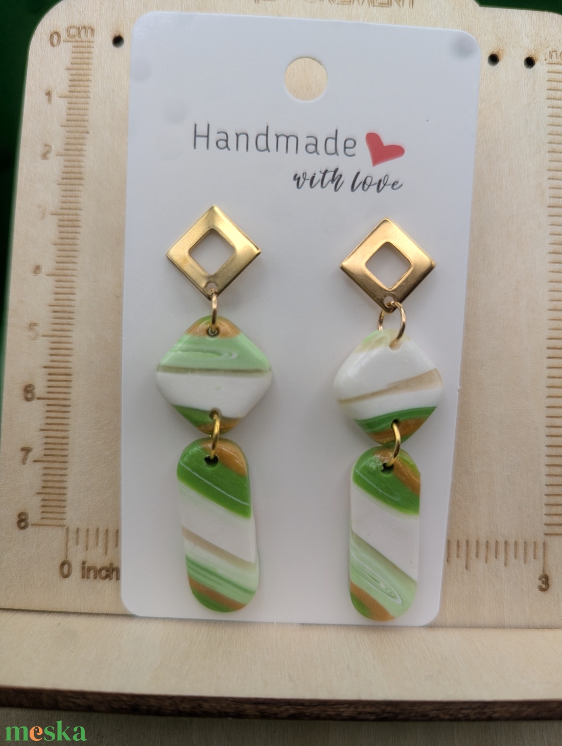 Kézműves fülbevaló polimer gyurmából (polymer clay) - két részes - 030 - ékszer - fülbevaló - lógó fülbevaló - Meska.hu