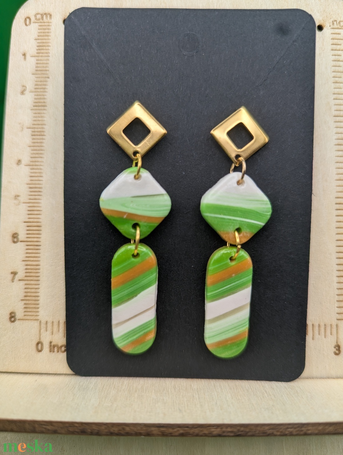 Kézműves fülbevaló polimer gyurmából (polymer clay) - két részes - 033 - ékszer - fülbevaló - lógó fülbevaló - Meska.hu