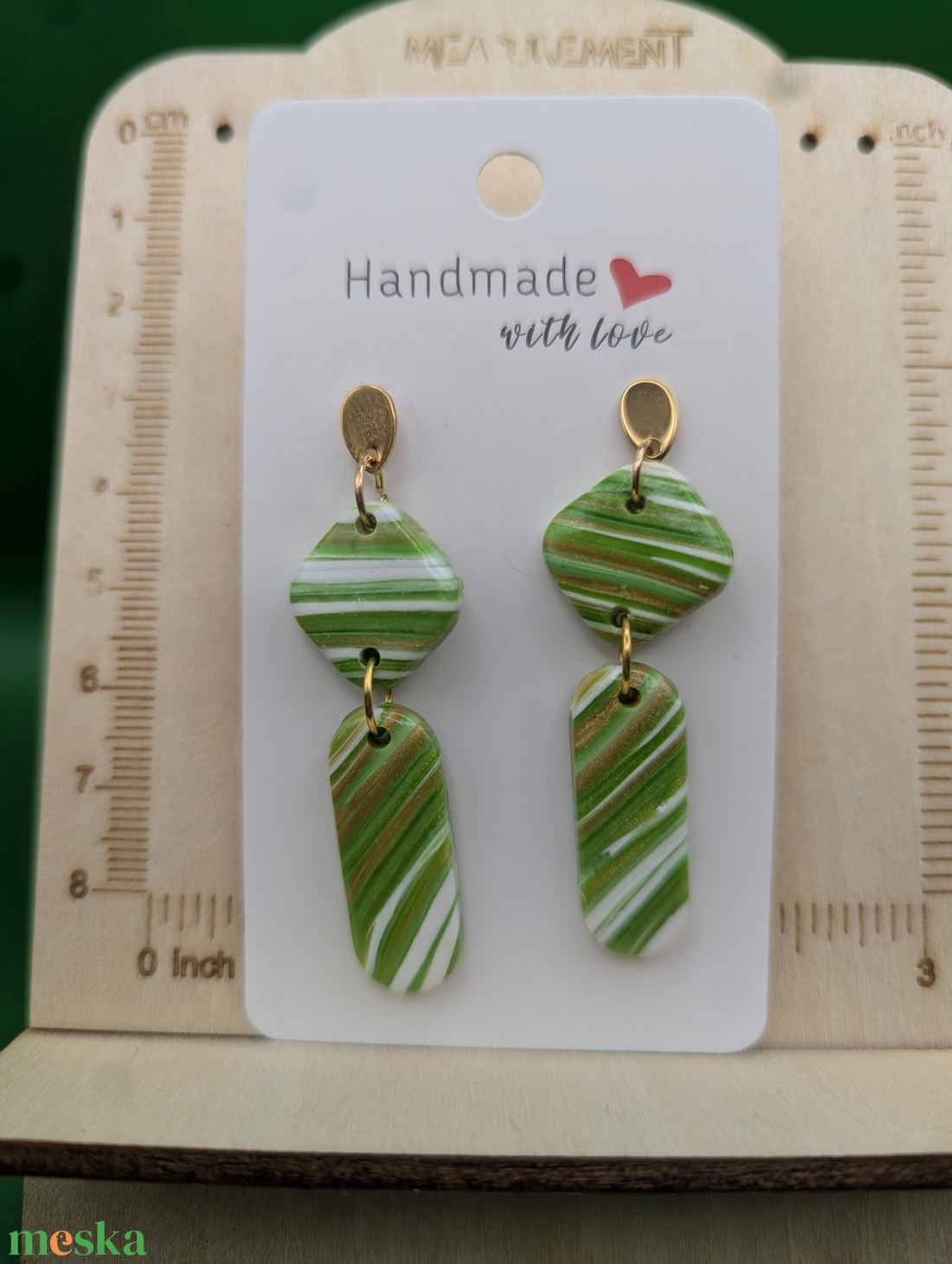 Kézműves fülbevaló polimer gyurmából (polymer clay) - két részes - 034 - ékszer - fülbevaló - lógó fülbevaló - Meska.hu