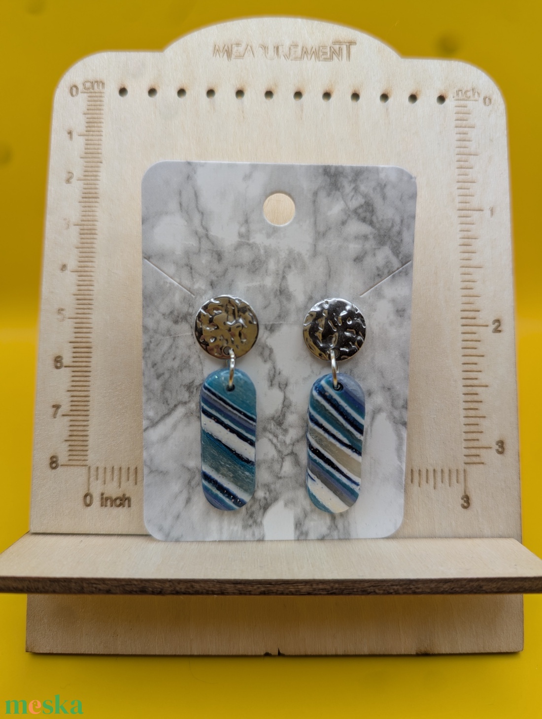 Kézműves fülbevaló polimer gyurmából (polymer clay) - hosszúkás -041 - ékszer - fülbevaló - lógó fülbevaló - Meska.hu