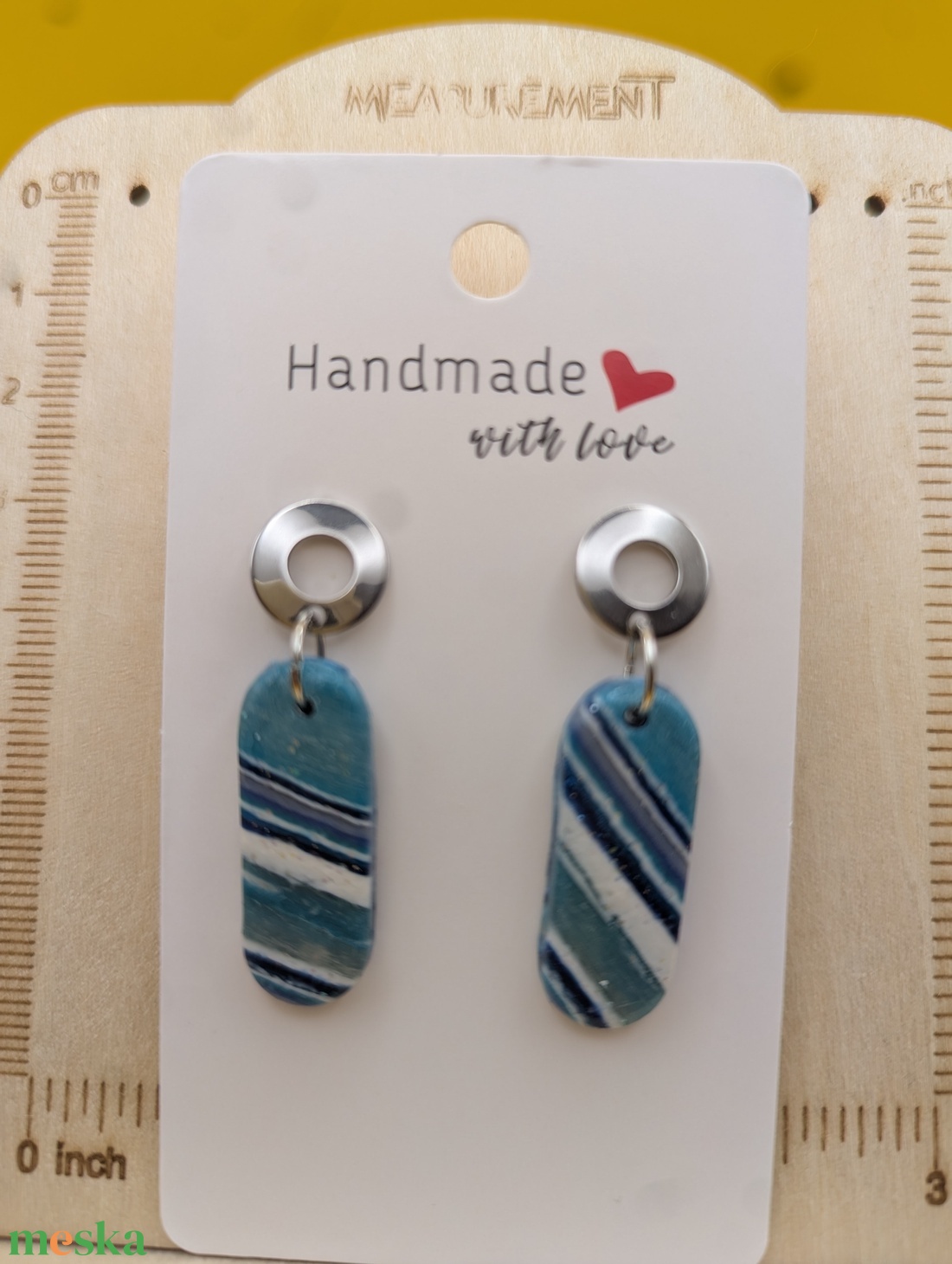 Kézműves fülbevaló polimer gyurmából (polymer clay) - hosszúkás - 056 - ékszer - fülbevaló - lógó fülbevaló - Meska.hu