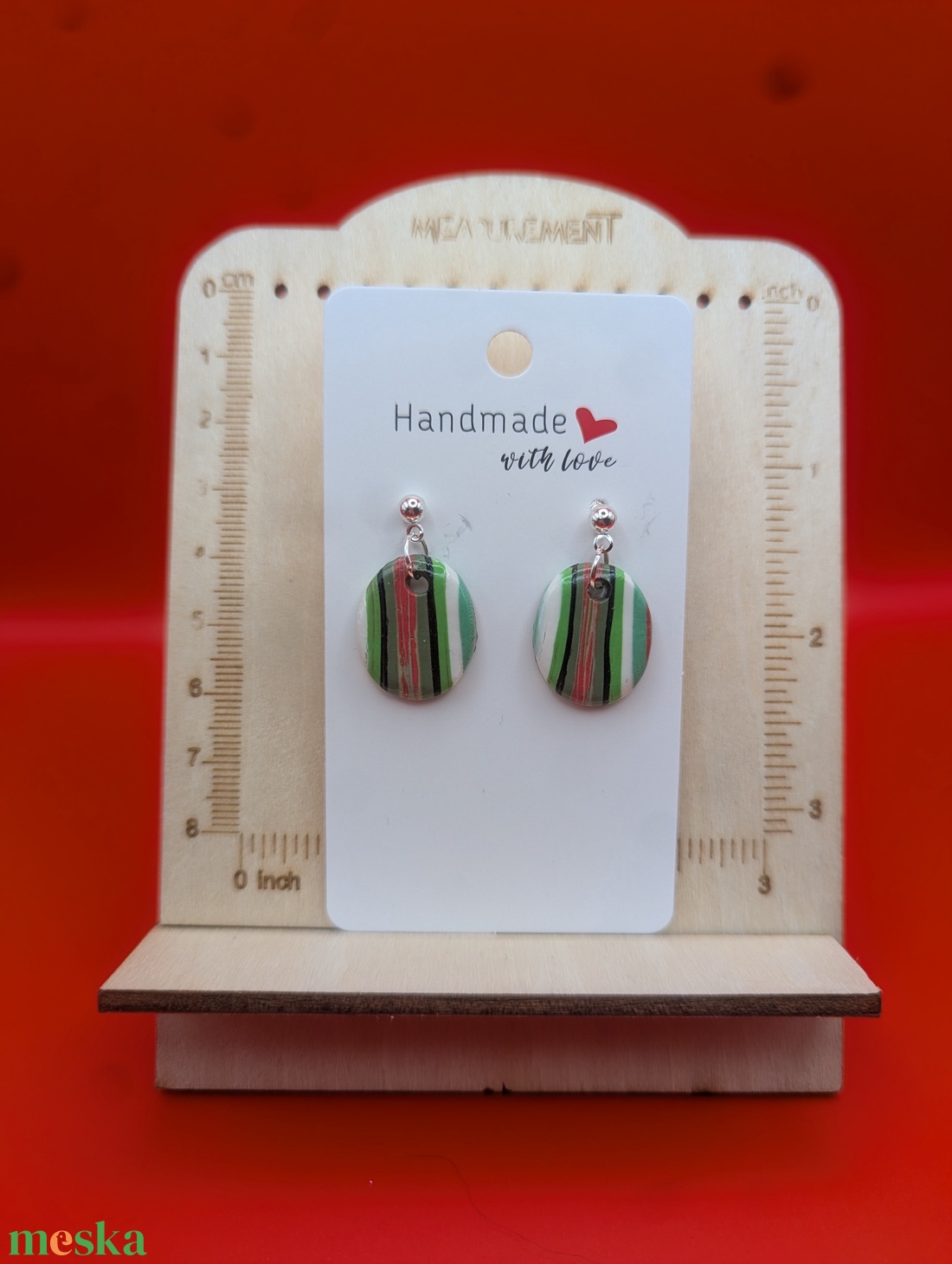 Kézműves fülbevaló polimer gyurmából (polymer clay) - kicsi, ovális - 062 - ékszer - fülbevaló - lógó fülbevaló - Meska.hu