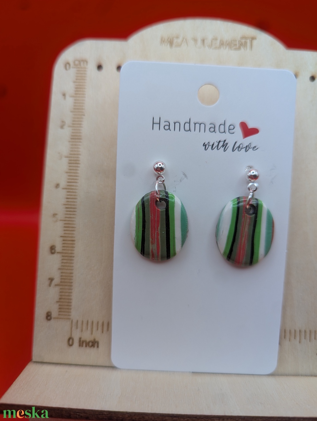 Kézműves fülbevaló polimer gyurmából (polymer clay) - kicsi, ovális - 062 - ékszer - fülbevaló - lógó fülbevaló - Meska.hu