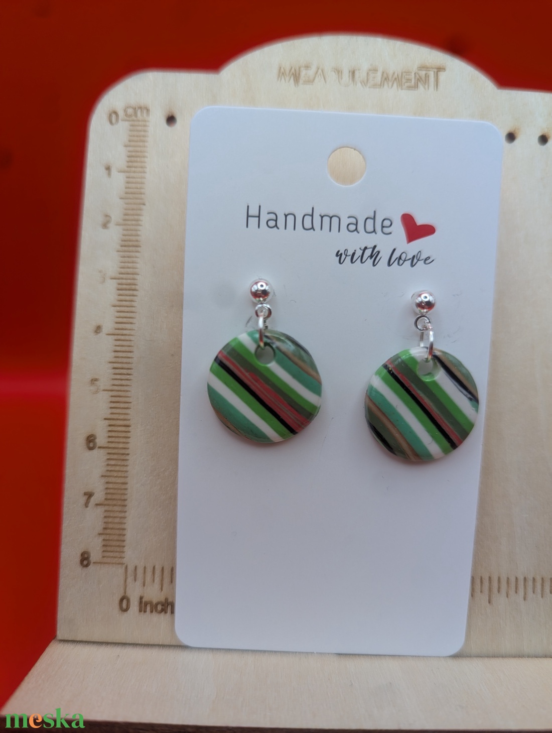 Kézműves fülbevaló polimer gyurmából (polymer clay) - kicsi, kerek - 063 - ékszer - fülbevaló - lógó fülbevaló - Meska.hu